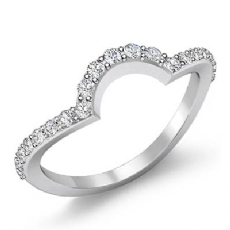 Pave Diamond Women's Half Wedding Band 14k White Gold Matching Set Ring 0.35Ct