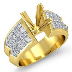 Princess Diamond Women Engagement Ring Invisible 14k Gold Yellow Semi Mount (1.72Ct. tw.)