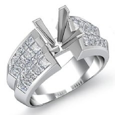 1.72Ct Princess Diamond Women Engagement Ring Invisible 14K White Gold Semi Mount