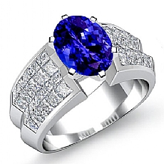 Classic Side Stone Invisible diamond Ring Platinum 950