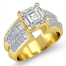 Classic Side Stone Invisible diamond Ring 14k Gold Yellow