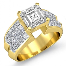 Classic Side Stone Invisible diamond Ring 18k Gold Yellow