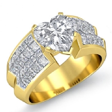 Classic Side Stone Invisible diamond Ring 18k Gold Yellow