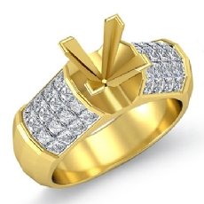 Princess Diamond Women Engagement Ring Invisible 14k Gold Yellow Semi Mount (1.2Ct. tw.)