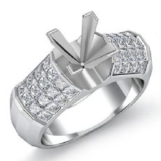 1.20Ct Princess Diamond Women Engagement Ring Invisible 14K White Gold Semi Mount