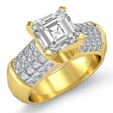 Sidestone Invisible Set diamond Ring 18k Gold Yellow