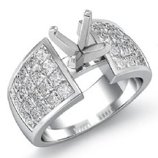 1.74Ct Diamond Engagement Women's Ring Princess Invisible Setting 14K White Gold
