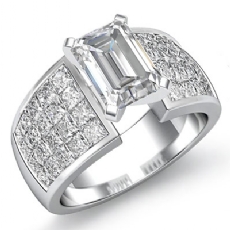 Invisible Set 4 Prong Peg Head diamond Ring Platinum 950