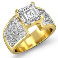 Invisible Set 4 Prong Peg Head diamond Ring 18k Gold Yellow