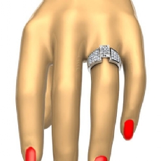 Invisible Set 4 Prong Peg Head diamond Ring 14k Gold White