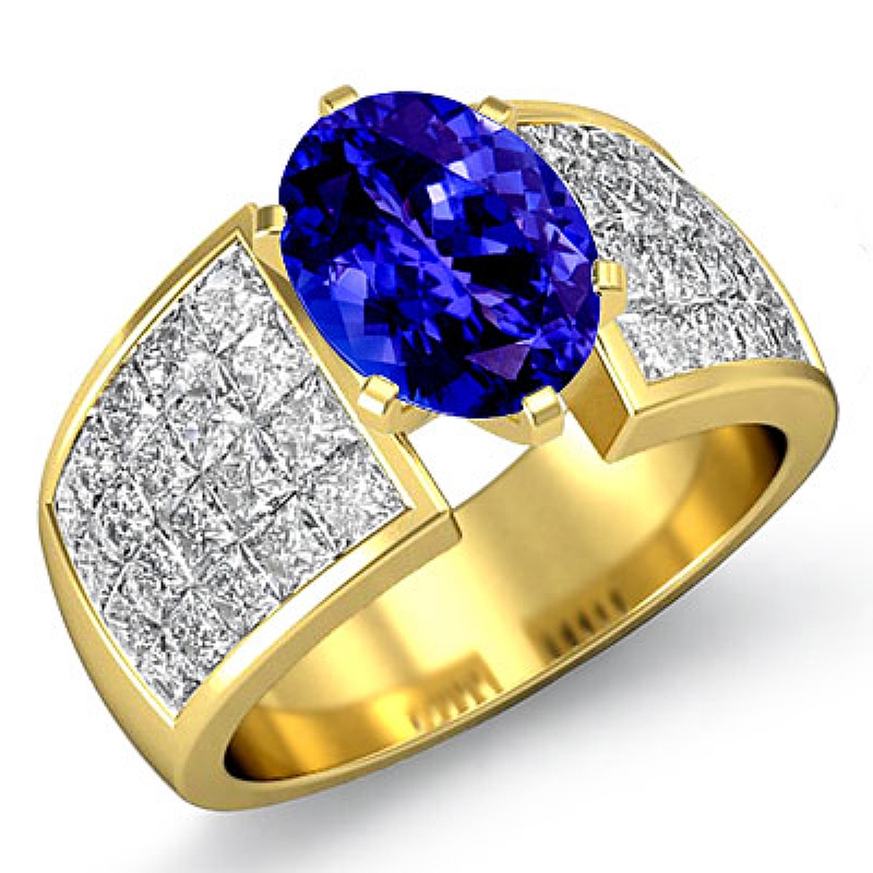 Invisible Set 4 Prong Peg Head Oval diamond engagement Ring in 14k Gold Yellow