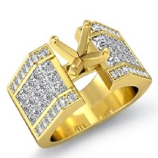 Princess Invisible Diamond Engagement Ring 14k Gold Yellow Semi Mount (2.62Ct. tw.)