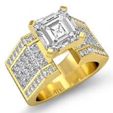 Invisible Setting Shank diamond Ring 18k Gold Yellow