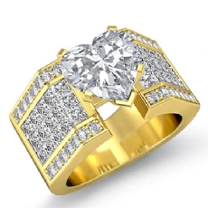 Invisible Setting Shank diamond Ring 14k Gold Yellow