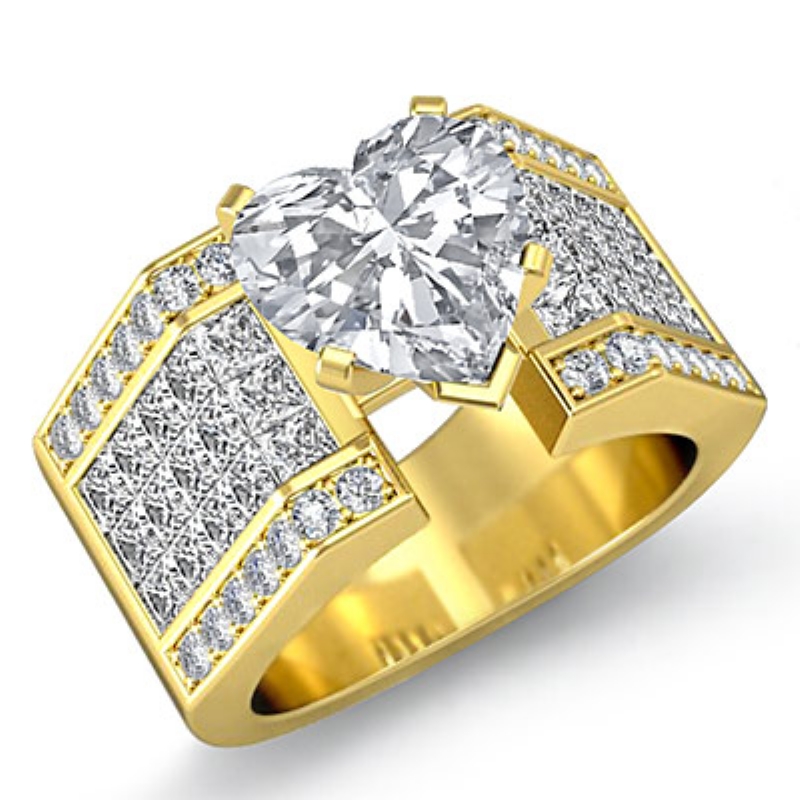 Invisible Setting Shank diamond Ring 14k Gold Yellow