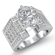 Invisible Setting Shank diamond Ring 14k Gold White