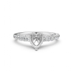 Diamond Engagement Pave Setting 14k White Gold Heart Semi Mount Ring 0.55Ct - javda.com 