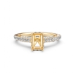Diamond Engagement Pave Setting 18k Yellow Gold Emerald Semi Mount Ring 0.55Ct - javda.com 