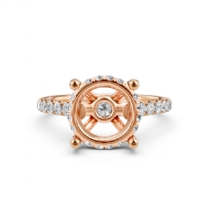 French U Hidden Halo Diamond Oval Semi Mount Engagement Ring 14k Rose Gold  (0.52Ct. tw.)