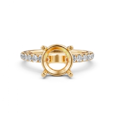 French U Pave Round Diamond Semi Mount Engagement Ring 14k Gold Yellow  (0.5Ct. tw.)