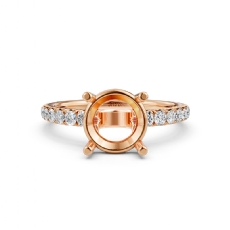 French U Pave Round Diamond Semi Mount Engagement Ring 14k Rose Gold  (0.5Ct. tw.)