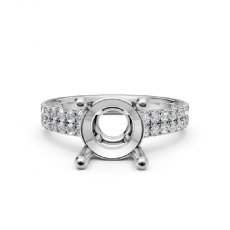 U Shape Prong Setting Diamond Engagement Round Semi Mount Ring 14K W Gold 0.50Ct