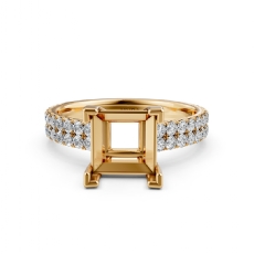 Princess Semi Mount Diamond Engagement U Cut Prong Set Ring 14k Gold Yellow  (0.5Ct. tw.)