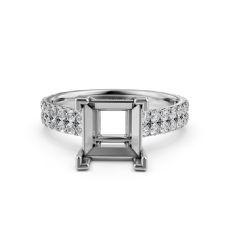 Princess Semi Mount Diamond Engagement U Cut Prong Set Ring 14K W Gold 0.50Ct