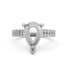 U Shape Prong Setting Diamond Engagement Pear Semi Mount Ring 14K W Gold 0.50Ct