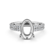 Oval Semi Mount Diamond Engagement U Cut Prong Setting Ring 14K W Gold 0.50Ct