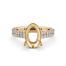 Oval Semi Mount Diamond Engagement U Cut Prong Setting Ring 14k Gold Yellow  (0.5Ct. tw.)