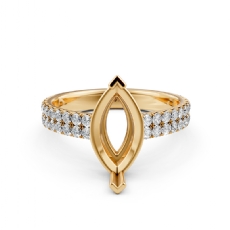 U Cut Prong Setting Diamond Engagement Marquise SemiMount Ring 14k Gold Yellow  (0.5Ct. tw.)