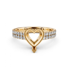 U Shape Prong Setting Diamond Engagement Heart Semi Mount Ring 14k Gold Yellow  (0.5Ct. tw.)