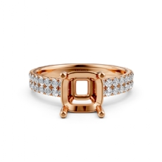 U Cut Prong Setting Diamond Engagement Cushion Semi Mount Ring 14k Rose Gold  (0.5Ct. tw.)