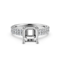 U Cut Prong Setting Diamond Engagement Cushion Semi Mount Ring 14K W Gold 0.50Ct