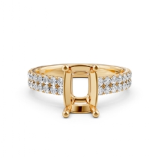 U Cut Prong Setting Diamond Engagement Cushion Semi Mount Ring 18k Gold Yellow  (0.3Ct. tw.)