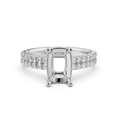 U Cut Prong Setting Diamond Engagement Cushion Semi Mount Ring 14K W Gold 0.30Ct