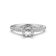 Diamond Engagement Pave Setting Platinum 950 Round Cut Semi Mount Ring  (0.65Ct. tw.)
