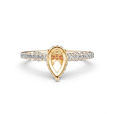 Cathedral Pear Semi Mount Bridge Accent Diamond Engagement Ring 14k Gold Yellow  (0.61Ct. tw.)