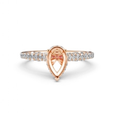 Cathedral Pear Semi Mount Bridge Accent Diamond Engagement Ring 14k Rose Gold  (0.61Ct. tw.)