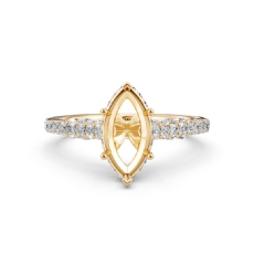 Circa Halo Bridge Accent Marquise Semi Mount Engagement Ring 14k Gold Yellow  (0.6Ct. tw.)