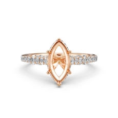 Circa Halo Bridge Accent Marquise Semi Mount Engagement Ring 14k Rose Gold  (0.6Ct. tw.)