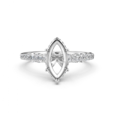 Circa Halo Bridge Accent Marquise Semi Mount Engagement Ring 14k Gold 0.60 Ctw.