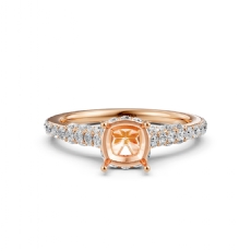 Diamond Engagement Pave Setting 14k Rose Gold Cushion Semi Mount Ring  (0.65Ct. tw.)