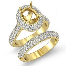 Oval Diamond Engagement Ring Wedding Bridal Set 14k Gold Yellow Semi Mount (3Ct. tw.)