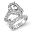 3Ct Oval Diamond Engagement Ring Wedding Bridal Set 18k White Gold Semi Mount - javda.com 