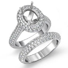 3Ct Oval Diamond Engagement Ring Wedding Bridal Set 14k White Gold Semi Mount