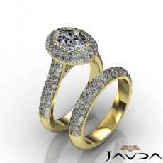 Double Halo Bridal Set Pave diamond Ring 18k Gold Yellow