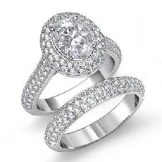 Double Halo Bridal Set Pave diamond Ring Platinum 950