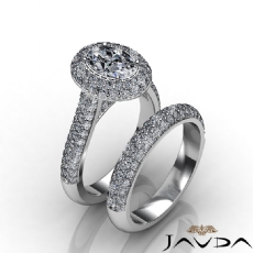 Double Halo Bridal Set Pave diamond Ring 14k Gold White